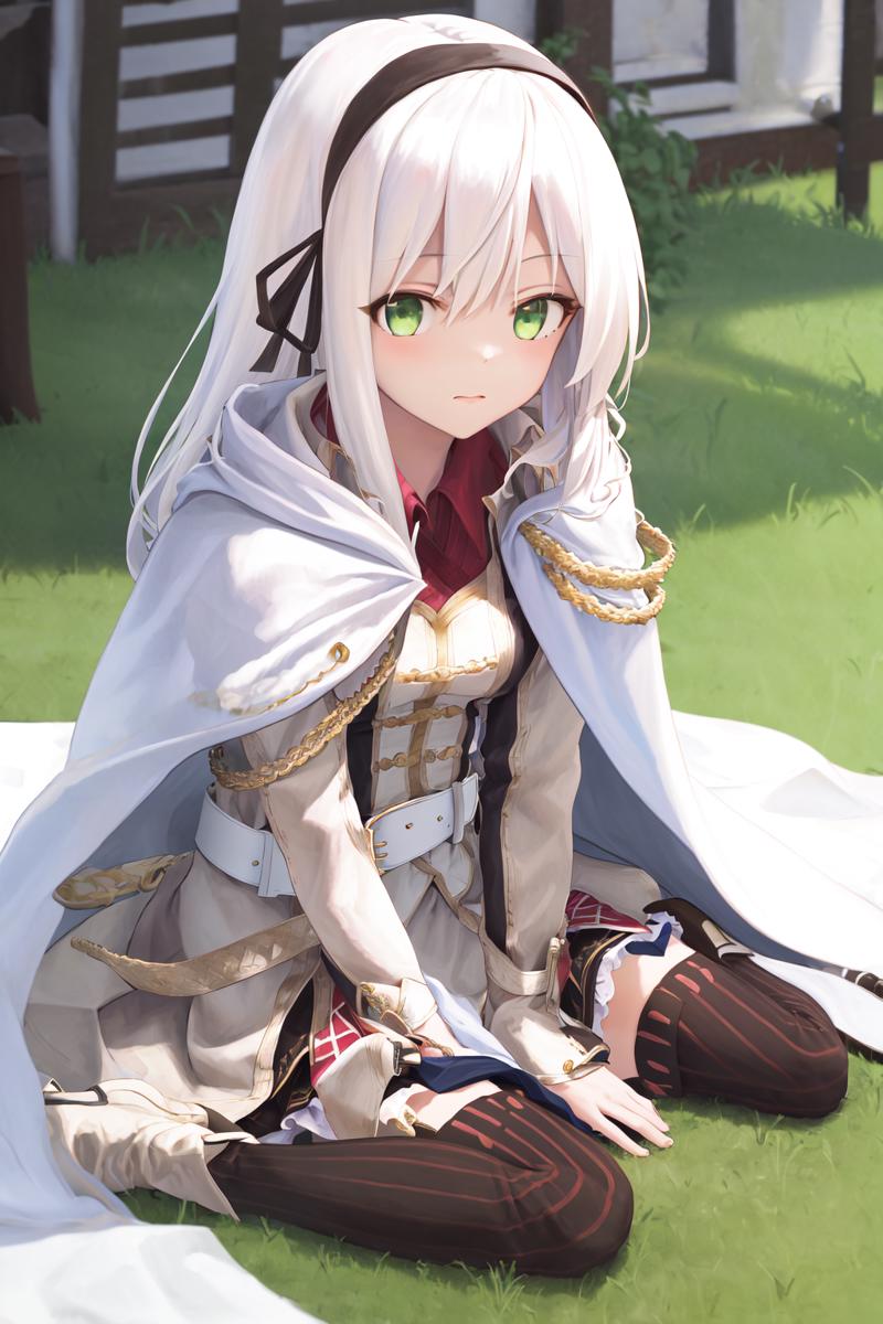 34898-863724160-masterpiece, best quality, highres, 1girl avilia white hair green eyes, white cape white jacket belt black skirt frilled skirt s.png